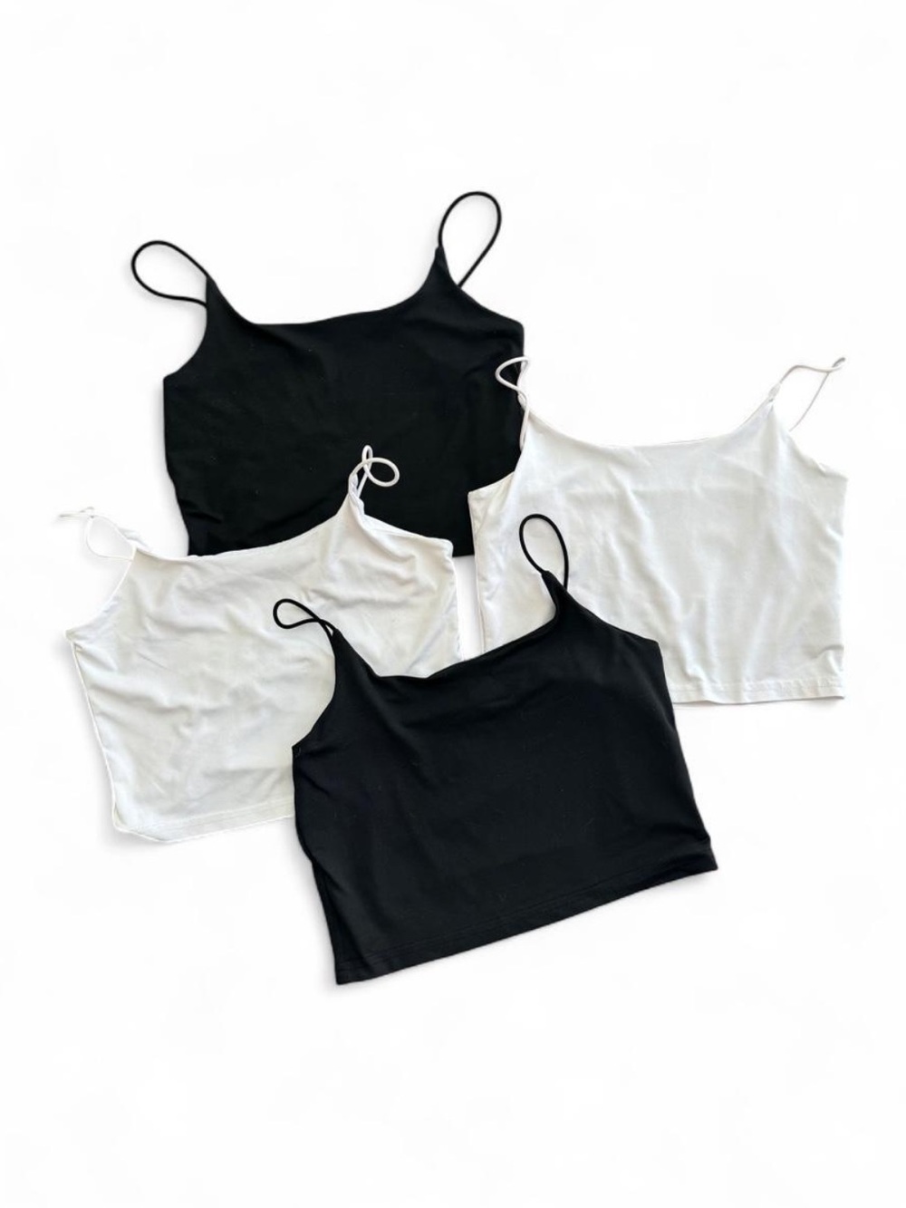 Spaghetti-Strap Crop Tank Bundle- Black & White